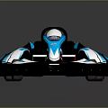 Blue and White Go Kart with Streamlined Body Racing Seats and Cool Graphics