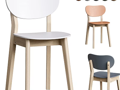 Modern Stylish Accent Chairs With White Pink Grey Colors And Wooden Legs Upholstered Seat Design 3d model