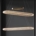 Modern Hanging Crystal Chandelier With Three Circular Rings And Sparkling Crystal Decorations