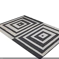 Black and White Square Rug With Modern Geometric Nested Square Design 3d model