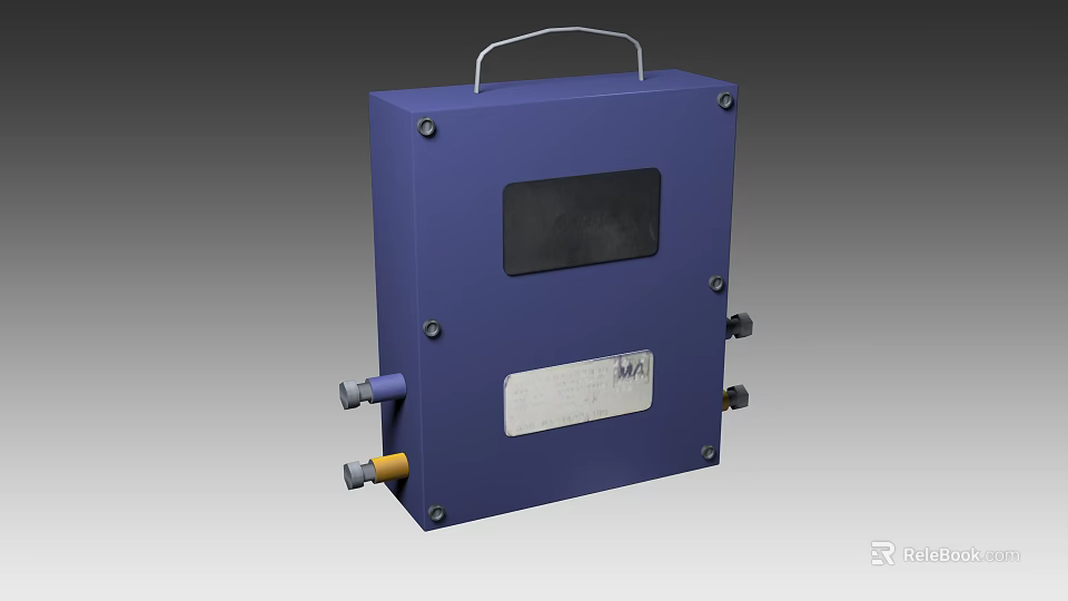 Blue Industrial Equipment Enclosure With Handle Display Window Metal Connectors And Screw Fastening 3d model 