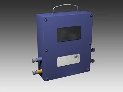 Blue Industrial Equipment Enclosure With Handle Display Window Metal Connectors And Screw Fastening 3d model