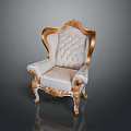 Classical Style Chair With Gold Accents White Upholstery And Carved Details