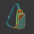 Turquoise And Orange Crossbody Bag With Canvas Fabric And Sleek Zipper Design