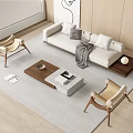 Quiet sofa tea table combination multi-person sofa leisure chair 3d model