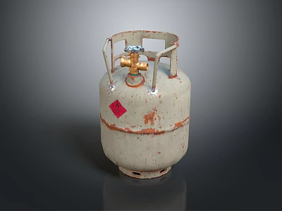 Rusty Propane Gas Cylinder With Valve For Home Kitchen Use 3d model