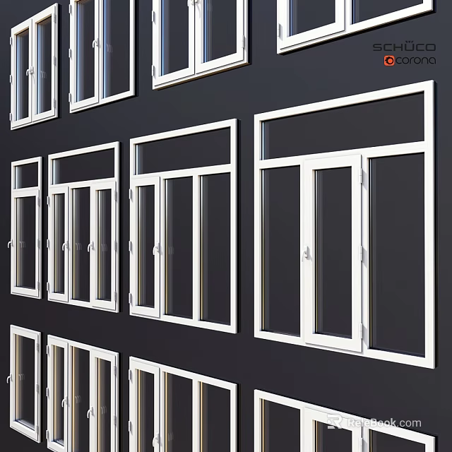 Elegant Modern Casement Windows Installation With Sleek Frames And Secure Locks 3d model 