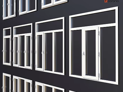 Elegant Modern Casement Windows Installation With Sleek Frames And Secure Locks 3d model