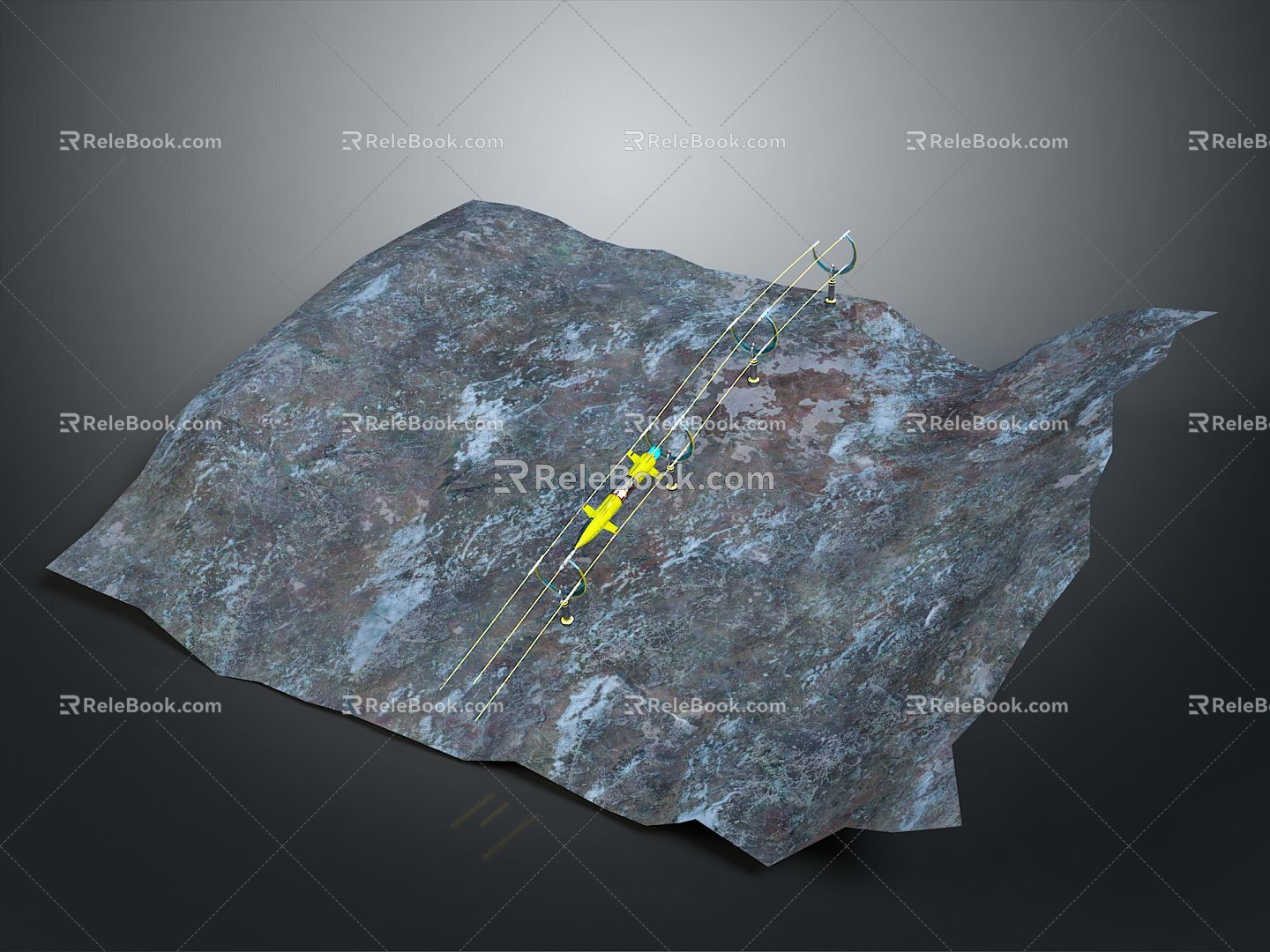 electromagnetic track electromagnetic transport vehicle electromagnetic cableway geomorphic terrain mountain ridge ridge beam valley 3d model