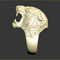 Golden Tiger Head Ring With Intricate Carved Design For Fashion Jewelry Accessory