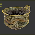 Handcrafted Ceramic Cup With Unique Swirl Patterns And Black White Red Colors 3d model