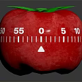 Red Tomato Shaped Kitchen Timer With Numbers Scale And Green Leaf Top