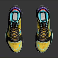 Black Yellow Turquoise Basketball Shoes With Breathable Mesh And Cushioned Sole