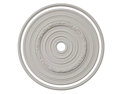 Circular Ceiling Medallion Featuring Multi Layer Design and Intricate Carved Patterns in Light Gray 3d model