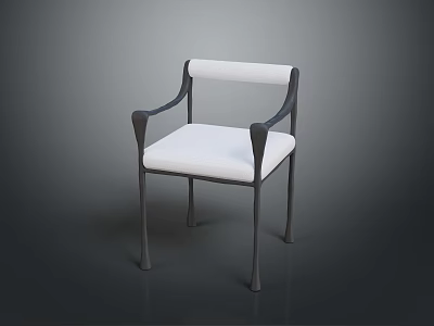 Modern Furniture Chair With White Cushion Backrest And Black Armrests Legs 3d model