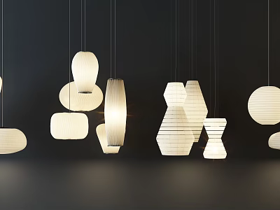 Modern Contemporary Pendant Lights With Various Geometric Shapes And Woven Textures 3d model