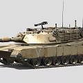 Sand Colored Military Tank With Turret Cannon Tracked Armor And Antennas