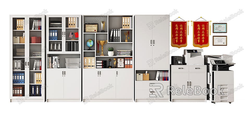 Modern Cabinet Cabinet File Cabinet Data Over Tin Cabinet Printer Trophy Medal Banner model