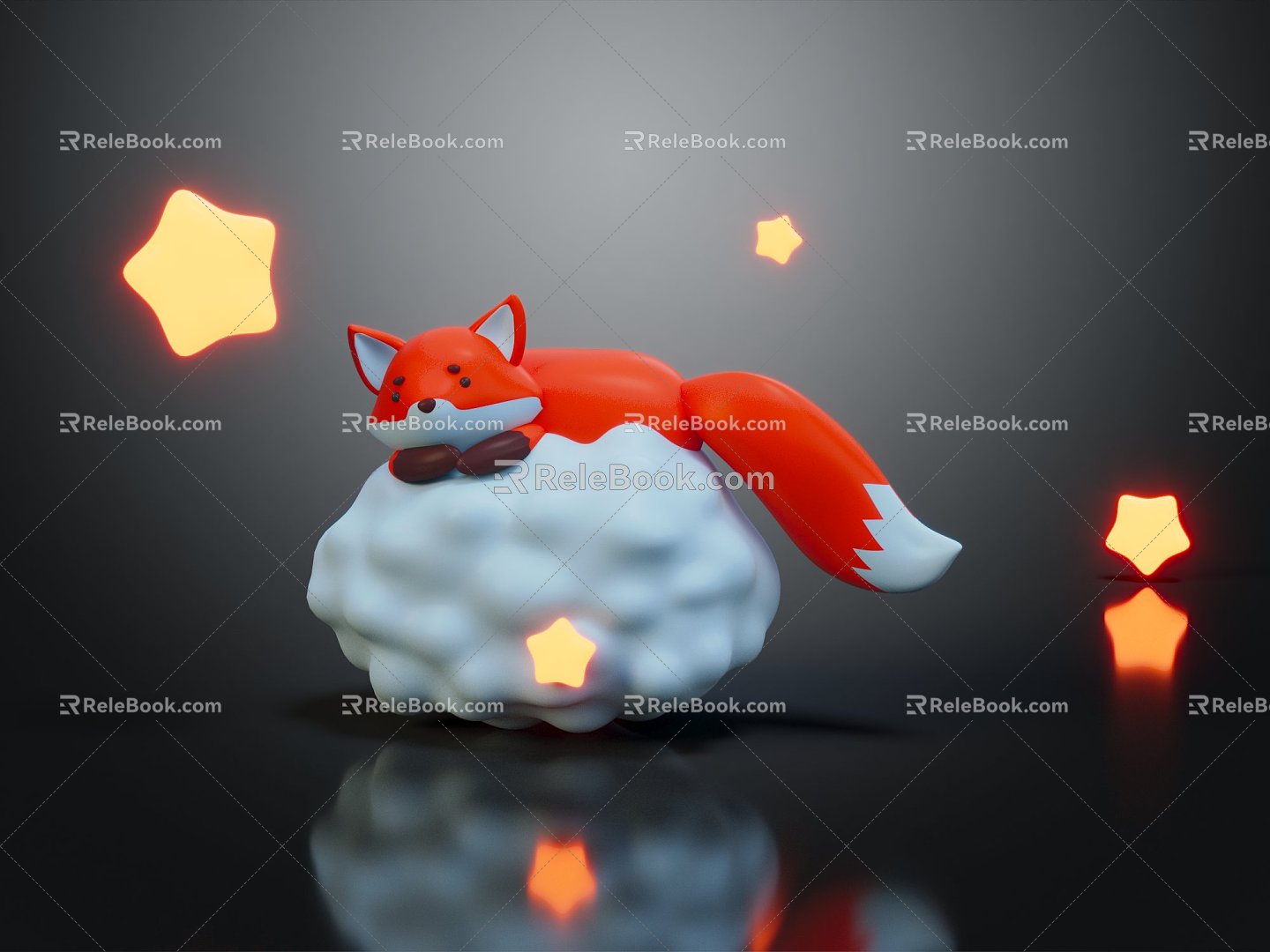 Modern toy fox red fox cartoon fox 3d model