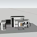 Modern Detached Villa Exterior With Stone Wooden Elements Red Car And Grassland