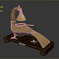 Golden Peacock Sculpture With Bell Head Tail And Wooden Base