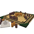 Classic Board Game Entertainment with Wooden Pieces and Green Border Board Design