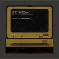 Vintage Open Laptop With Yellow Brown Case Keyboard And Screen Display Text