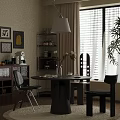 Retro Style Solid Wood Dining Table Set With Comfortable Chairs For Warm Home Dining Room