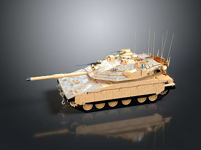 Tan Armored Military Tank With Main Gun Antennas And Reinforced Tracks Design 3d model