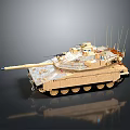 Tan Armored Military Tank With Main Gun Antennas And Reinforced Tracks Design