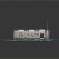 Modular Metal Building Structure With Red Stripes On Ice Surface