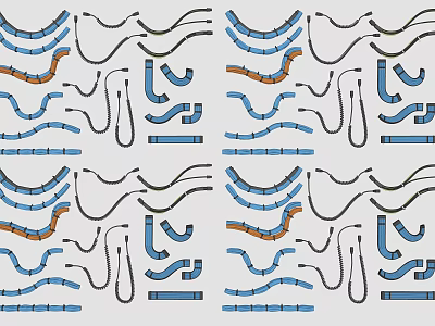 Abstract Decorative Pattern Featuring Curved Lines In Blue Black And Brown 3d model