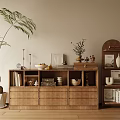 Modern Combination Storage Rack Low Cabinet Bookshelf 3d model