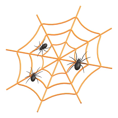 Reptile Spiders On Orange Spider Web With Three Black Crawlers 3d model Reptile Spiders On Orange Spider Web With Three Black Crawlers 3d model