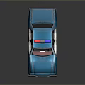 Blue Police Car With Red And Blue Lights Silver Accents And Cartoon Style Design