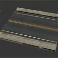 Standard Road Section With Yellow Center Line White Lane Markings And Curb Stones