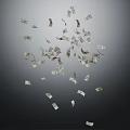 Dollar Bills Falling And Floating In Mid Air Against Dark Background 3d model