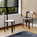 Modern Metal Frame Dining Chairs In Interior With Natural Light Wooden Wall And Window
