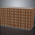 Cartoon Scene Featuring Red Brick Building With Rows Of Windows And Multi Story Design
