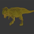 Green Striped Tyrannosaurus Rex With Open Mouth Sharp Teeth Standing On Black Background With Reflection