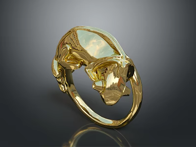 Unique Gold Skull Ring Design With Shiny Metallic Finish And Intricate Details 3d model