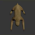Game Or Movie Character Sloth 3D Model With Brown Fur Extended Claws In Gray Background
