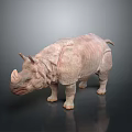 Detailed Lifelike Rhinoceros Model With Textured Skin On Dark Shiny Surface