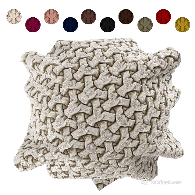 Woven Textured Decorative Cushion With Neutral Color And Multiple Color Options For Home Decor 3d model 