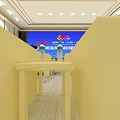 Elegant Conference Room Interior With Blue Screen Podium White Chairs And Chandelier