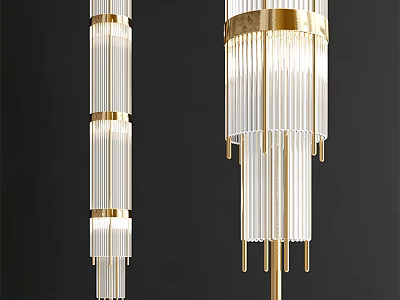 Elegant Modern Floor Lamp With Brass Frame And Ribbed Glass Shade Design 3d model