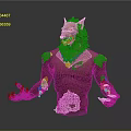 Wolf Headed Humanoid Creature With Muscular Body Brown Fur Gold Pendant And Sharp Claws
