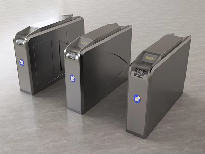 Public Facility Access Control Turnstiles Featuring Metal Construction And Digital Displays 3d model