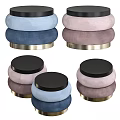 Colorful Stacked Dining Table Cushions With Metal Base And Black Tops