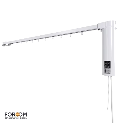 Modern Electric White Window Curtain Rod With Control Panel And Hooks 3d model